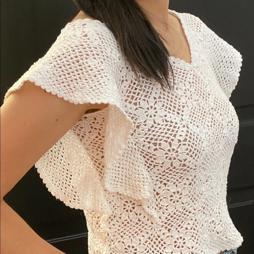 Vintage Crochet White Top XS/S